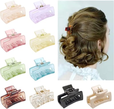 10 Stuks Vrouwen Haarclips 4 cm Plastic Vierkante Haarclip Kleine Antislip Haarclips voor Dames en Meisjes met Dun Haar