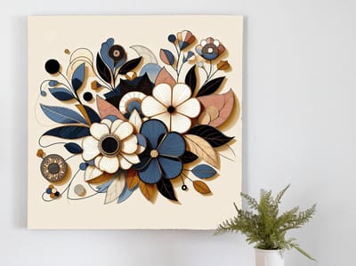 Modern bloemen schilderij | Hedendaagse bloemenpracht: een modern kunstwerk vol kleur en leven | Kunst - 20x20 centimeter op Canvas | Foto op Canvas