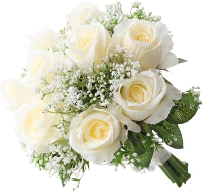 Bruidsboeket Kunstbloemen - Bruiloft Decoratie - Ceremonie Bruiloft - Vervaagt Niet - 23x28 Centimeter
