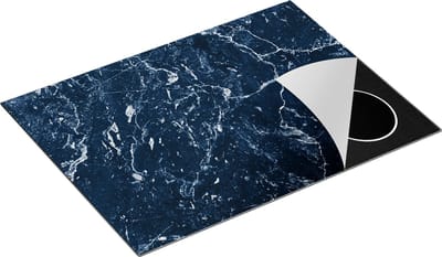 Chefcare Inductie Beschermer Donkerblauwe Marmer - Blauw - 70x50 cm - Afdekplaat Inductie - Kookplaat Beschermer - Inductie Mat