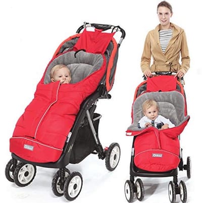 Warme Winter Voetenzak voor Kinderwagens - Dikke Waterdichte Thermofleece Voetenzak voor Babywagens - Groot, Rood