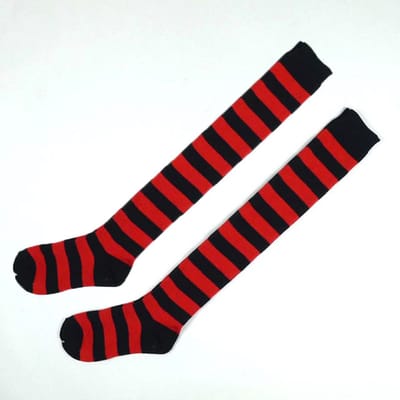 Hoge Sokken Vrouwen - Kousen - Overknee Sokken - Gestreepte kniekousen - Gestreepte Vrouwen Sokken - Thigh Highs Socks - Knee Socks -65cm-Zwart/Rood