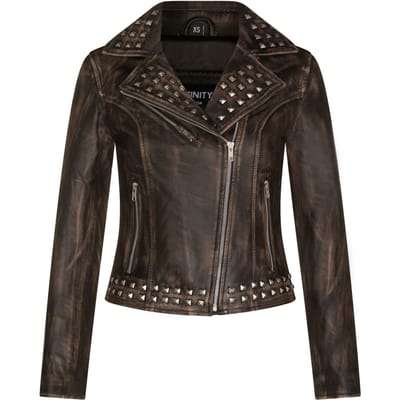 Gothic leren bikerjack voor dames met studs-Bilbao
