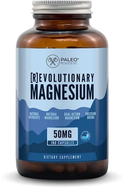 Paleo Powders – Magnesium – Natuurlijk Geformuleerd – Dode Zee & Zeesla – 180 Capsules