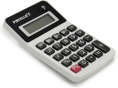 Rekenmachine/calculator - wit - 7 x 11 cm - voor school of kantoor - Solar/zonne-energie