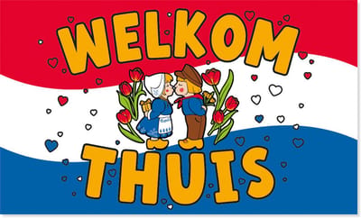 BTH - Gevelvlag Welkom Thuis - 150x90cm - XXL Polyester Vlag - Vlag - Feestvlaggen - Verjaardag - XXL Vlag - Flag - 1x