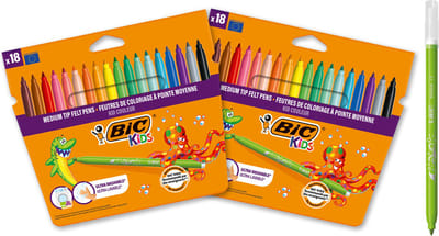 BIC Kids Kid Couleur - Viltstiften - Stiften voor Kinderen - Kleurstiften met Medium Punt - 36 Stuks