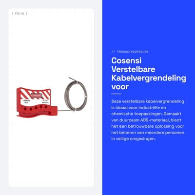 Dailygoods- Kabelvergrendeling Verstelbaar - Lockout/Tagout - ABS/Roestvrij Staal - 5 Slotgaten - Geschikt voor Industriële/Explosieve Omgevingen - Kabellengte 2 m