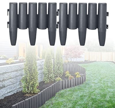 Flexibele Kunststof Gazonrand Houtlook Antraciet Tuinafscheiding