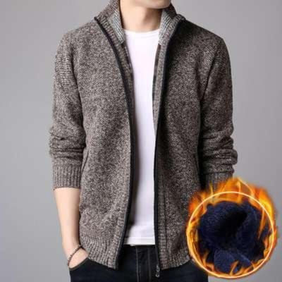 Herfst en Winter Nieuwe Heren Opstaande Kraag Vest Rits Trui Lange Mouwen Heren Jas 3XL