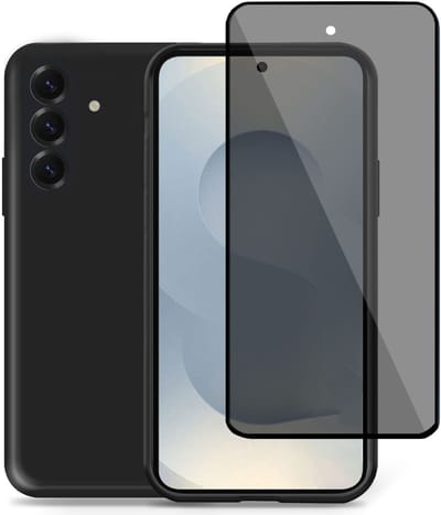 Technow hoesje + Privé Screenprotector geschikt voor Samsung S25 – Privacy Tempered Glass - Back Case Cover Zwart