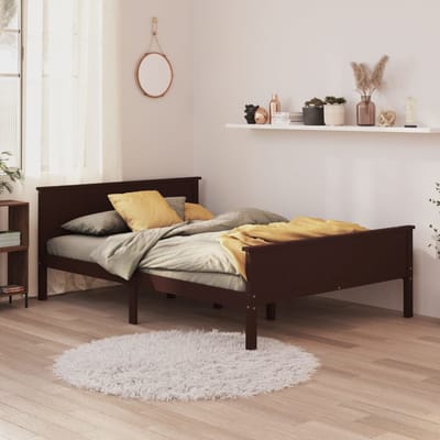 vidaXL - Bedframe - massief - grenenhout - donkerbruin - 160x200 - cm
