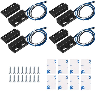 Magnetische Deurcontact Reedschakelaar - Veiligheid - Set van 4 - Zwart