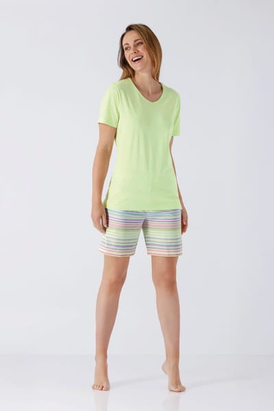 Hajo dames shortama groen en strepen - Groen - Maat - 36/38
