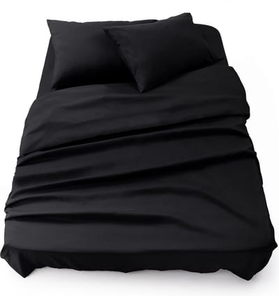 Blumtal 3-delige Set Bedlaken - Hoeslaken 135 x 190 x 30 cm - Laken 220 x 275 cm - 2 x Kussensloop 50 x 80 cm - Zwart