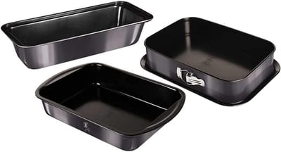 Bakvorm Set - Rooster Pan - Bakken Thuis - Titanium Antiaanbaklaag - 3 Delig - Donkergrijs
