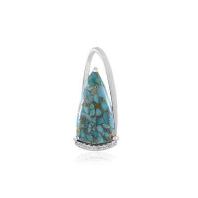 Cavill - Zilveren Hanger 925 Sterling Zilver Geplatineerd - 8 9 ct Blauwe Mohave Koper Turkoois - 8 Tanzania Zirkonia - Elegant