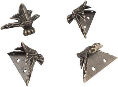 Dailygoods- Hoekbeschermer Antiek Ontwerp - 4 Stuks - Zinklegering - Decoratieve Hardware - Eenvoudig te Installeren - 4 x 3 cm - Doosvoeten