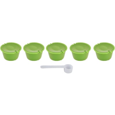 5 Stuks 50ml Koffiecapsule Herbruikbare Koffiefilterbeker met Lepel voor DOLCE GUSTO KoffiemachineGras