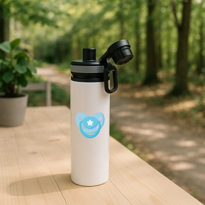 Hacebo® - speen waterfles met draaidop grijs - Baby - Baby's - Cadeau - blauwe speen - water fles - 850ML