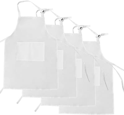 Dailygoods- Kinderschort 4-delig - Verstelbaar - 2 zakken - Polyester - 62*46 cm - Voor jongens/meisjes 7-13 jaar - Keukenschort