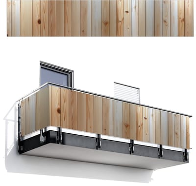 Balkonscherm 500x100 cm - Balkonposter Hout - Planken - Licht - Balkon scherm decoratie - Balkonschermen - Balkondoek zonnescherm