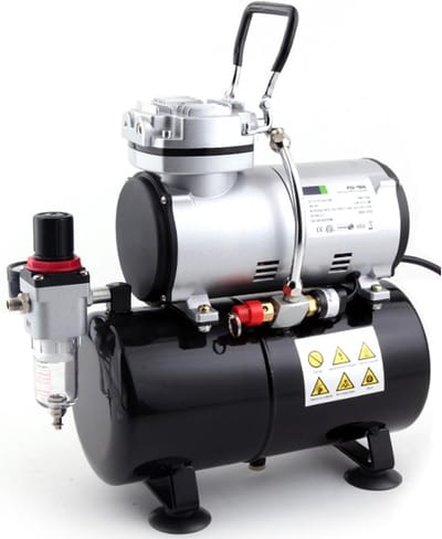 FD-186 Airbrush-compressor met luchtreservoir, krachtige luchtstroom en luchtdruk, drukreservoir, 4 bar, automatische stop
