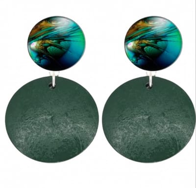 Clip oorbellen- Suzan -groen- hout-geen gaatje- Charme Bijoux