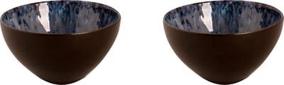 Palmer - Lester - Schaal - Kom - 2 stuks - 80 cl - ø 15 cm - Blauw/Zwart - Stoneware - Bordenset