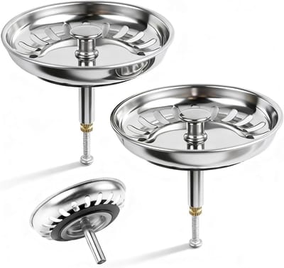 2 Stuks Keukenzeef RVS Doucheputzeef 79mm Universele Wastafelstop