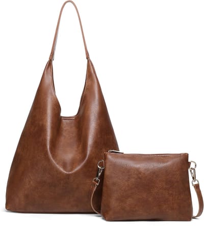 SENDEFN Handtas dames, schoudertas dames leer, tas 2-delige set voor kantoor school winkelen reizen cadeau