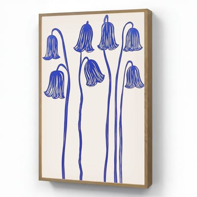 Wandlamp 70x100 cm - Oplaadbaar - Bloemen - Blauw - Lijnen - Bloemblaadjes - Wandlampen binnen woonkamer - Slaapkamer lamp - Decoratieve nachtlamp - Vloerlamp draadloos