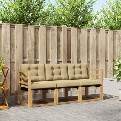 vidaXL - Buiten - bank - set - 3 - st - Wit - en - Beige