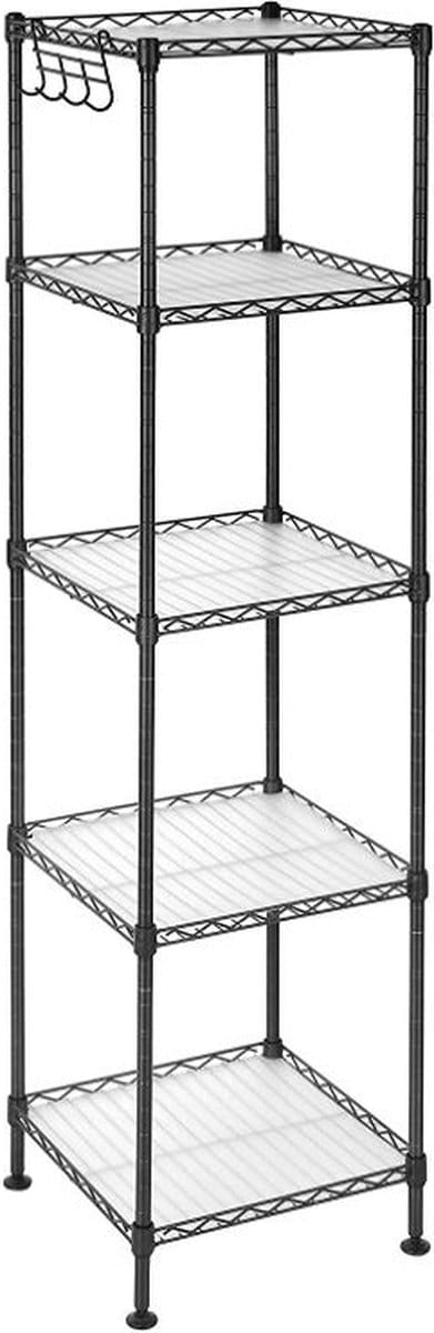 MIRA Home - Badkamerrek - Metalenrek - PP platen - Zwart - 30x30x123.5cm