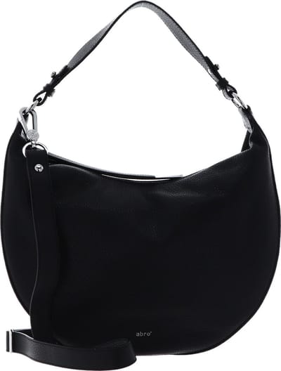 abro Leren Schoudertas Leather Adria Hobo Bag Lulu Small Black / Nickel Zwart