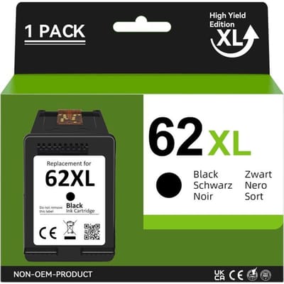 Inktcartridge - 1001 PILES BATTERIES - 62 XL - Zwart - Compatibel met HP Envy en OfficeJet - 700 pagina's