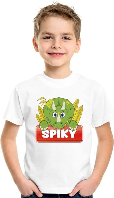 Spiky de dinosaurus t-shirt wit voor kinderen - unisex - dino shirt - kinderkleding / kleding 110/116