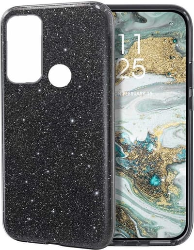 Backcover Hoesje Geschikt voor: Samsung Galaxy A21S Glitters Siliconen TPU Case Zwart - BlingBling Cover