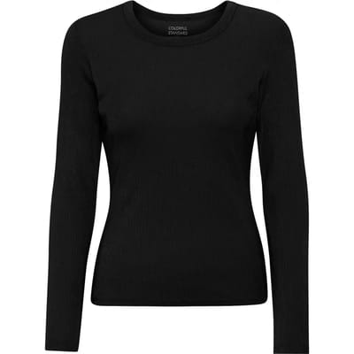 Geribd dames-T-shirt met lange mouwen Colorful Standard Organic deep black