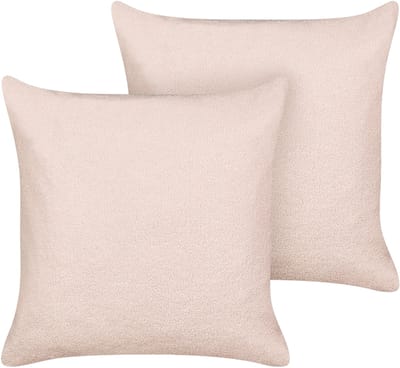 LEUZEA - Sierkussen set van 2 - Pastelroze - 60 x 60 cm - Bouclé