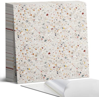 Coloray Plaktegels - Patroon met verschillende vormen Portugese Tegels - 30 cm x 30 cm - Beige Plaktegels - 9 stuks - Vierkant PVC Tegels - Plaktegels Keuken - Zelfklevende Vloertegels - Vinyl Tegels Zelfklevend - Zelfklevende Tegels