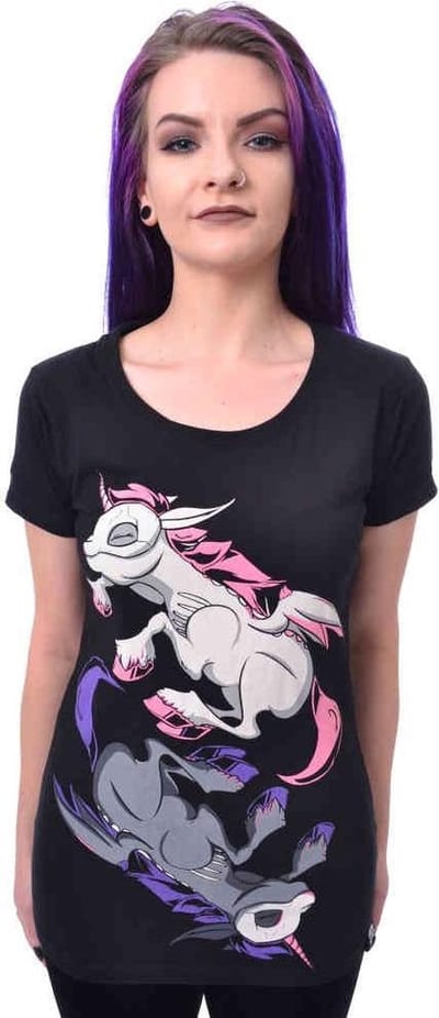 Cupcake Cult - UNICORN NIGHT Dames Tshirt - S - Zwart