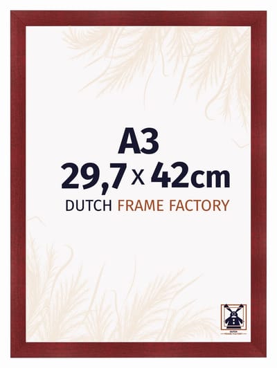 Fotolijst A3 29,7x42 cm - MDF - Wijnrood Geveegd - Praag