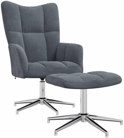Comfortabele Relaxfauteuil met Voetenbankje Draaibaar Donkergrijs