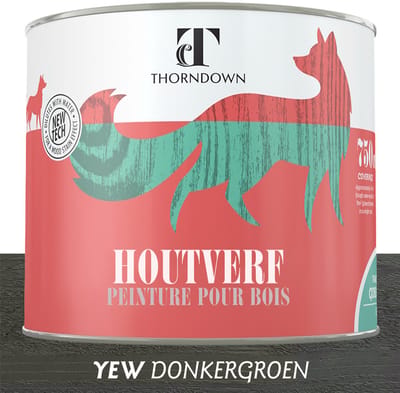 Thorndown - Houtverf Ecologisch Yew Groen - Eco vriendelijk - Voor binnen en buiten - Waterbasis - 750 ml - Donker Groen - RAL 6006