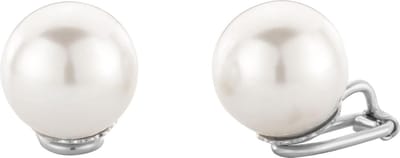 Traveller Clip Oorbellen - Oorclips Dames - Zilverkleurig - Parels - 14 mm - Wit - 801114
