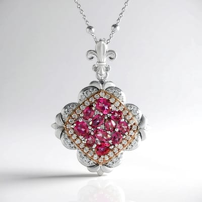 Cavill - Zilveren Ketting met Roze Topaas - 925 Sterling Zilver - 3,6 Ct Ovale Braziliaanse Topaas - Luxe en Elegante Damesketting
