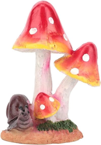 Dieren Paddestoel Decoraties - Gazon Ornamenten - Tuin Verfraaien - Milieuvriendelijk Hars - 9x7x5 cm - Slak Rood