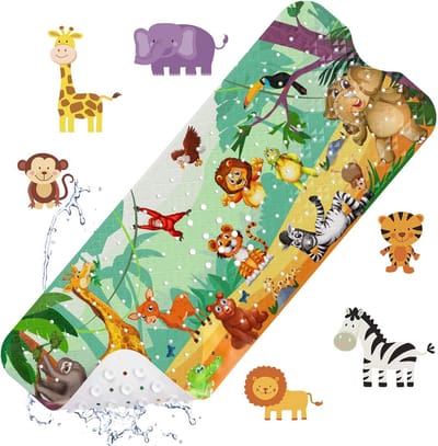 Kids Antislip Douchemat 100x40cm – Veilige Badmat met Zuignappen voor Kinderen – Leuke Badmat – Rubber Douchemat