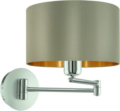 EGLO Maserlo - Wandlamp - 1 Lichts - ø230 mm. - Nikkel-Mat - Taupe - Goud